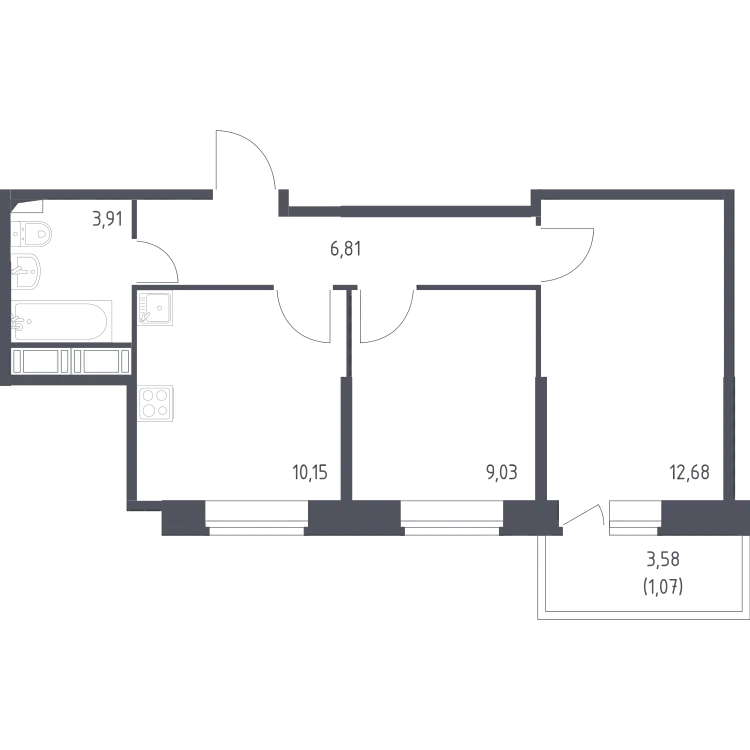 Продается 2-комнатная квартира, 43,6 м² - Фото 1