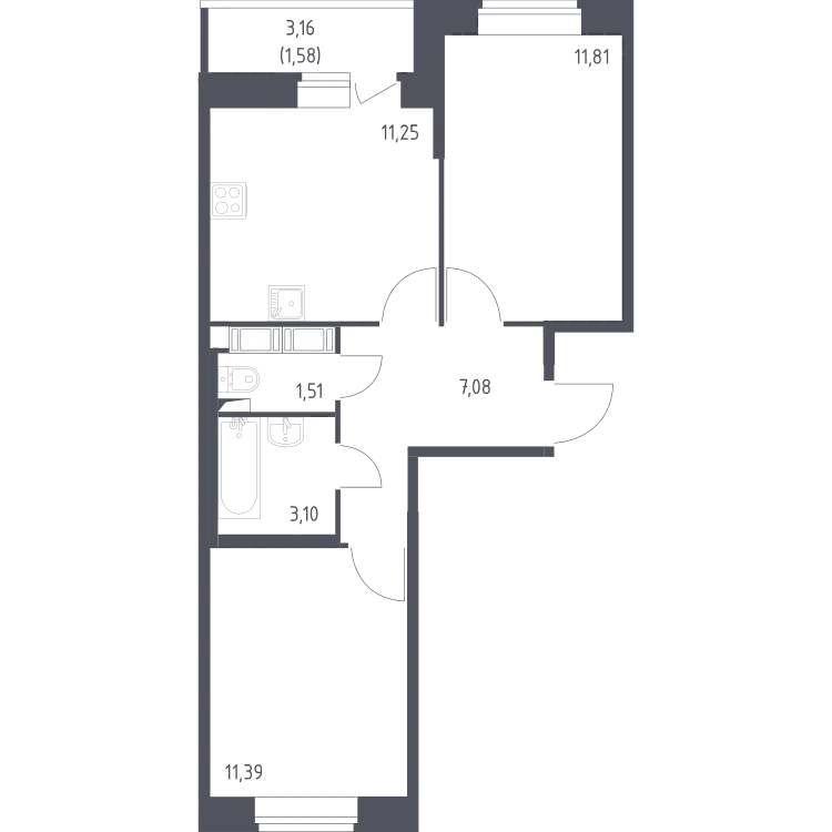 Продается 2-комнатная квартира, 47,8 м² - Фото 1