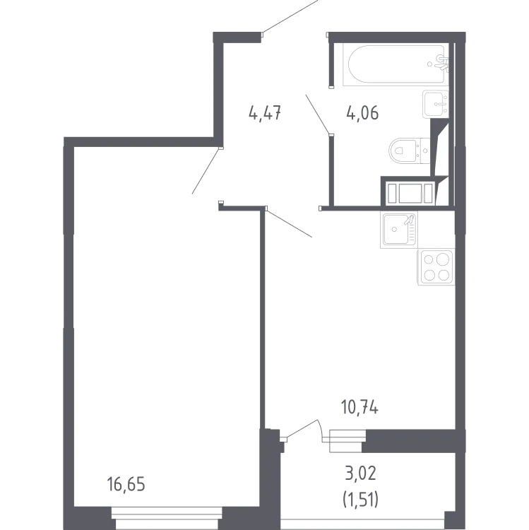 Продается 1-комнатная квартира, 36,8 м² - Фото 1