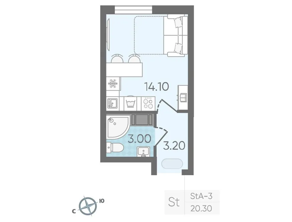 Продается студия, 20,3 м² - Фото 1
